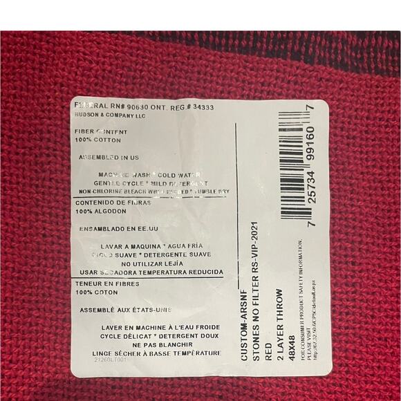Rolling Stones No Filter Tour VIP Throw Blanket 2021 Concert Red Black 48x48 - Picture 4 of 4